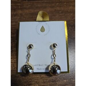 Brazilian Gold Filled Drop Earrings Modern Chain Dangle Ball Earrings Jewerly